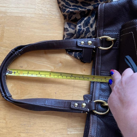 Coach purse bag F-19044 leather brown 12(14)x9x4” pre-owned - Picture 14 of 17